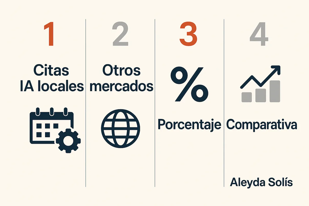 barras comparando el porcentaje de citas IA locales en España frente a otros mercados analizados en el estudio de Aleyda Solí